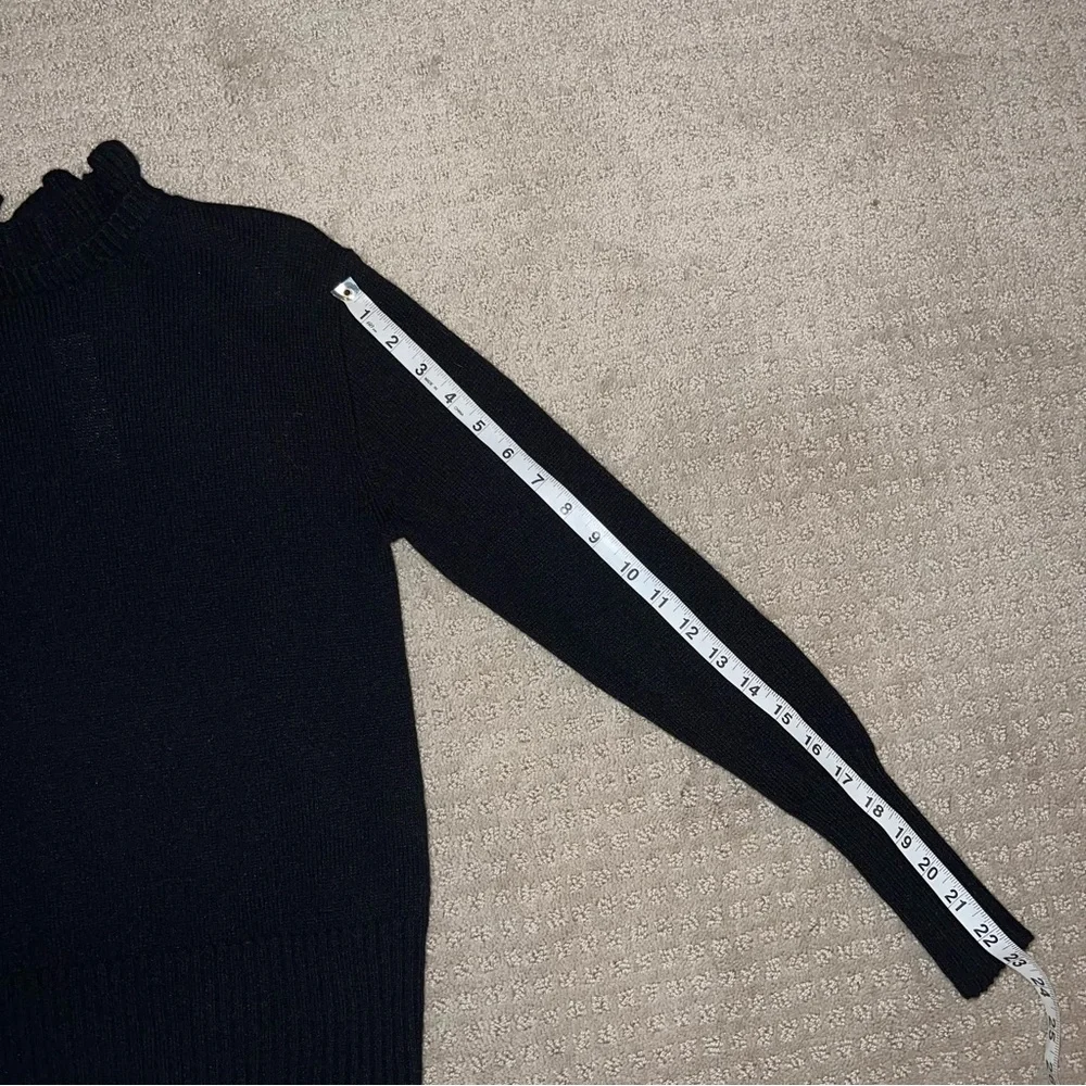 NWT J Crew Wool Blend Ruffle Neck Sweater Black XS